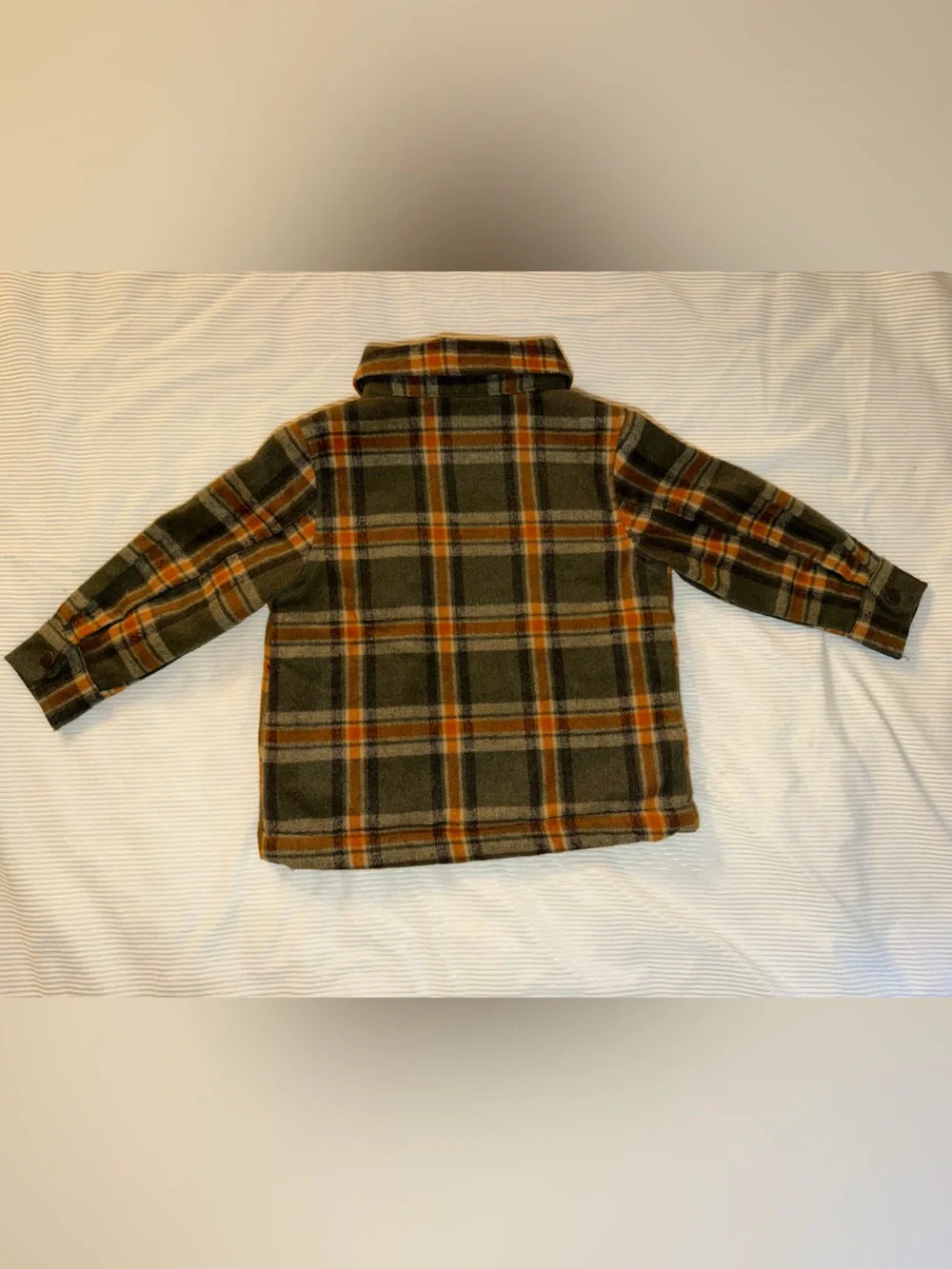 Old Navy Unisex Sherpa-Lined Plaid Shacket Toddler 3t Orange Green Fall